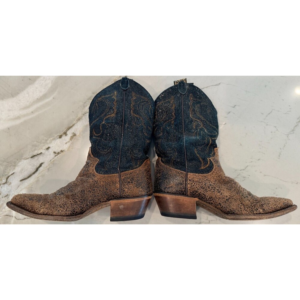 Justin Women’s Black Brown Crackle Cowboy Boots Size 7.5 B